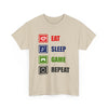 Eat Sleep Game Repeat T-Shirt — Gamer Graphic Tee