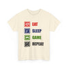 Eat Sleep Game Repeat T-Shirt — Gamer Graphic Tee
