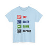 Eat Sleep Game Repeat T-Shirt — Gamer Graphic Tee