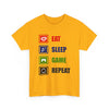 Eat Sleep Game Repeat T-Shirt — Gamer Graphic Tee